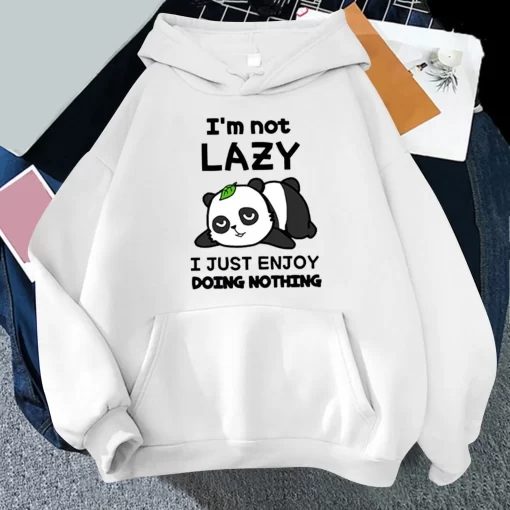 CQSVCute Panda Lazy Print Hoodies Women s Sweatshirt Warm Vintage Pullover For Woman Fashion Korean Blouse