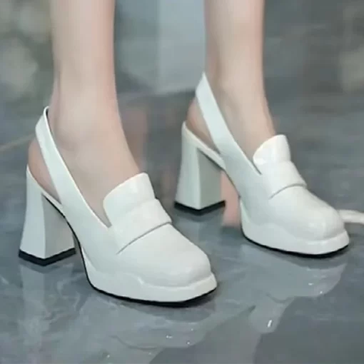 CU7ILadies Shoes 2023 New Round Head Slingbacks Ladies High Heels Spring Autumn Fashion Sandals Slip on