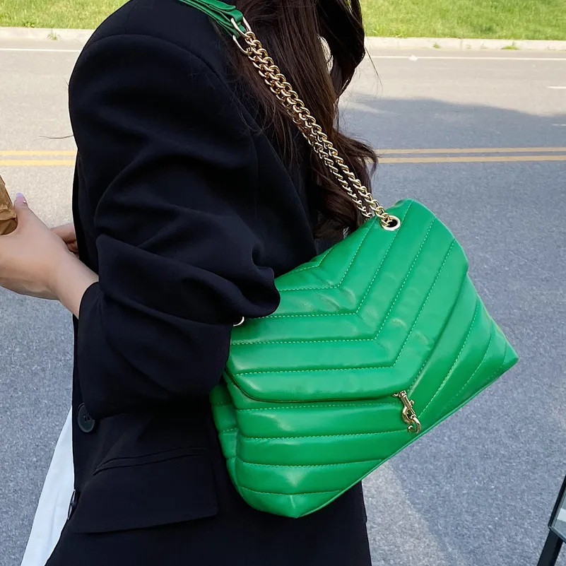 FVfhCGCBAG Vintage Lingge Luxury Designe Handbags For Women Fashion Chain Shoulder Bag 2022 Quality Leather Large
