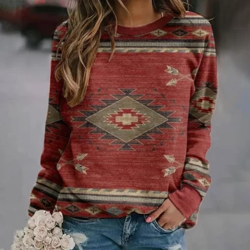 HYLVNew Autumn Ethnic Style 3D Print Long Sleeve Women Hoodies Streetwear Female Hoodie Sweatshirt Pullover Oversized