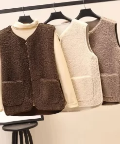 Lamb s Fleece Vests Jacket New Spring Autumn Women Button Waistcoat Winter Warm Fleece Sleeveless Outwear.jpg