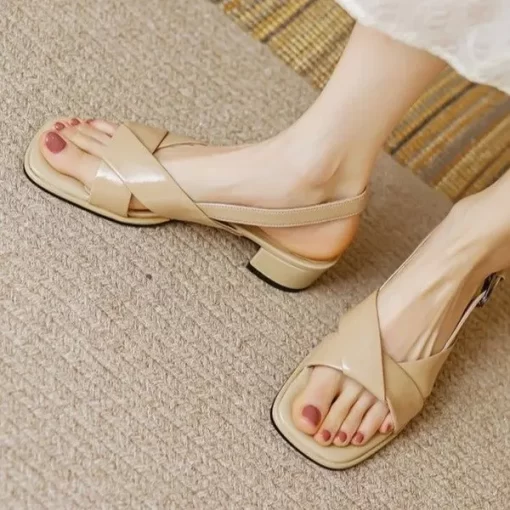 Large Size Sandals Women s 2022 Summer New Korean Version with Skirts Low heeled Women s.jpg