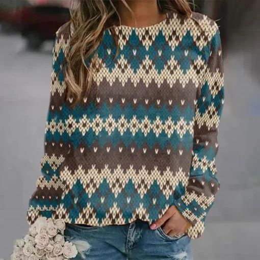OJP8New Autumn Ethnic Style 3D Print Long Sleeve Women Hoodies Streetwear Female Hoodie Sweatshirt Pullover Oversized