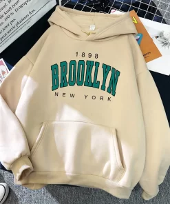 PqNS1898 Brooklyn New York Printed Women Hoodies Fashion Fleece Hoody Creativity Pullover Clothing Street Loose Sweatshirts