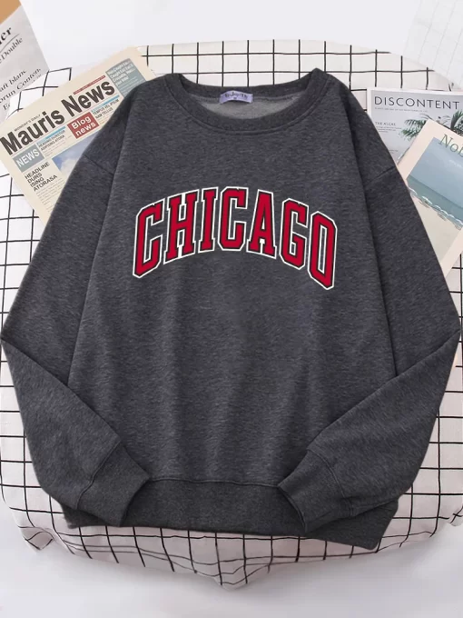 S6ZmAmerican City Chicago Hoodies Women simple S XXL Hoodie Loose Street High Quality Sweatshirt hip hop