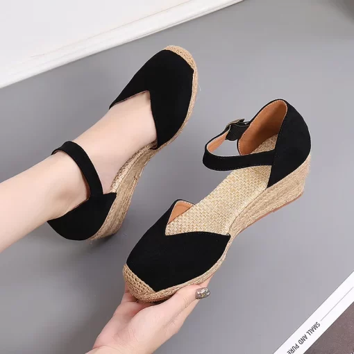 ScLPPlus Size 34 43 Espadrilles Wedge Sandals Shoes for Women Summer Canvas High Heels Platform Rope