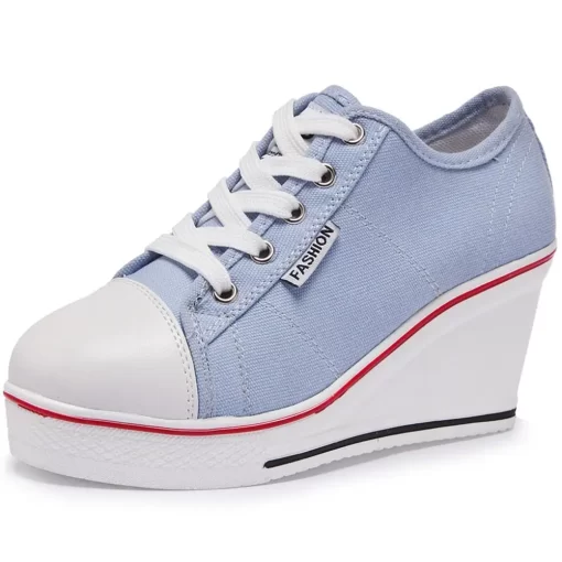 TPprNew Women Vulcanize Shoes Platform Breathable Canvas Shoes Woman Wedge Sneakers Casual Fashion Candy Color Students
