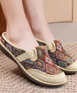 U03nNew Fashion Women s Shoes Ethnic Style Embroidered Linen Breathable Outdoor Casual Slippers Shoes for Women