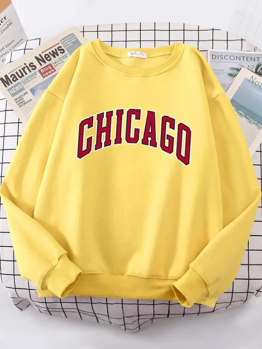 U71FAmerican City Chicago Hoodies Women simple S XXL Hoodie Loose Street High Quality Sweatshirt hip hop