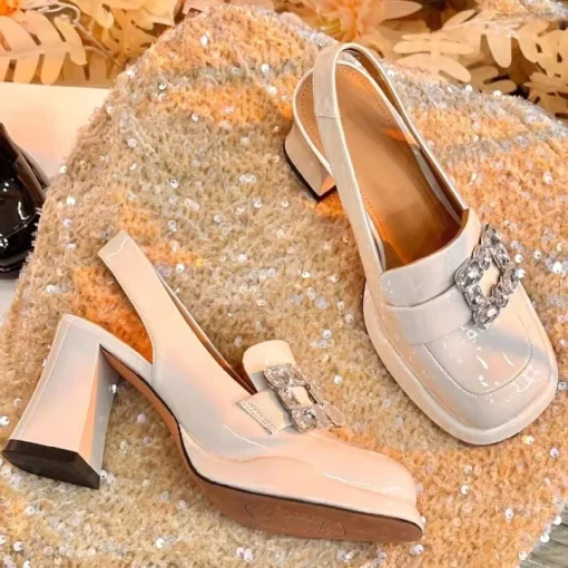UWJJLuxury Crystal Women High Heels Mary Jane Shoes Chunky Sandals Summer 2023 New Designer Platform Lolita