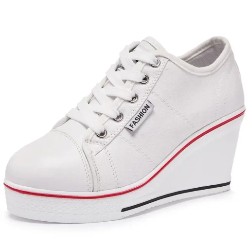 Vmw7New Women Vulcanize Shoes Platform Breathable Canvas Shoes Woman Wedge Sneakers Casual Fashion Candy Color Students