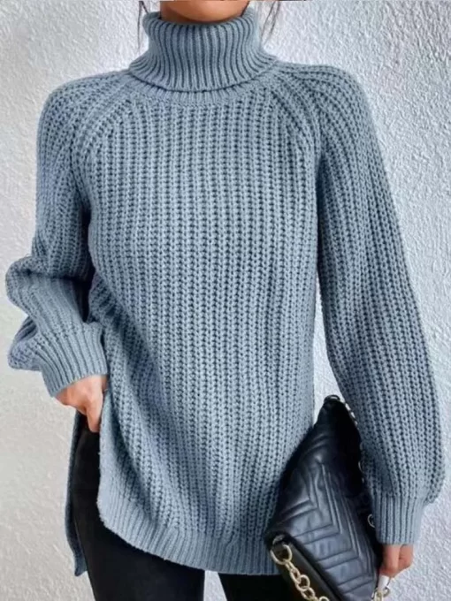 WvlVOversized Knitted Sweater Women Autumn Winter Casual Turtleneck Pullover Female Fashion Elegant Solid Color Jumper Warm