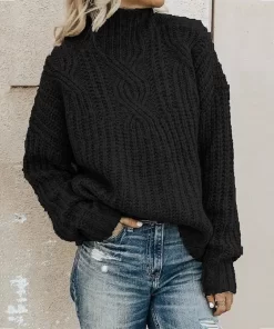 XVAhAutumn Winter Acrylic Women s Sweater Turtleneck Long Sleeve Pullover Twist Knitted Solid Fashion Streetwear Casual