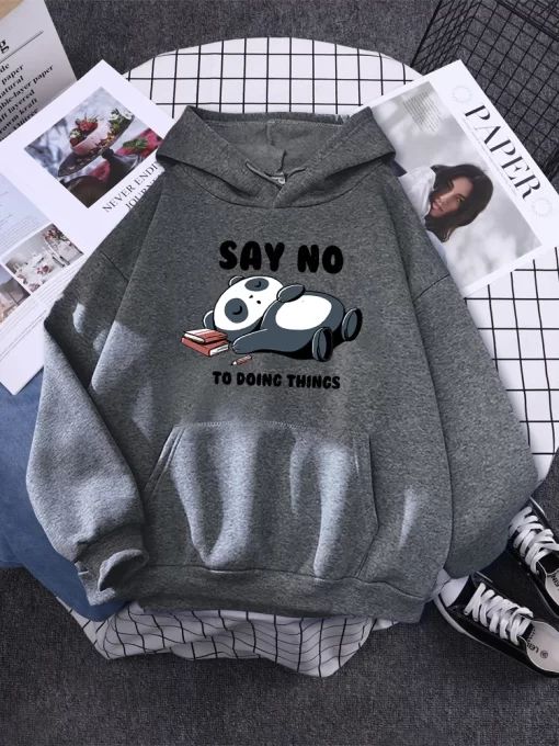 XaRdHoody Sleeping Panda Says No Printing New Womens Hoodie Oversized Warm Female Hoodies Streetwear Fashion Sweatshirts