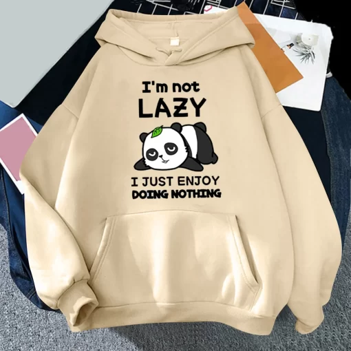 Y5GaCute Panda Lazy Print Hoodies Women s Sweatshirt Warm Vintage Pullover For Woman Fashion Korean Blouse