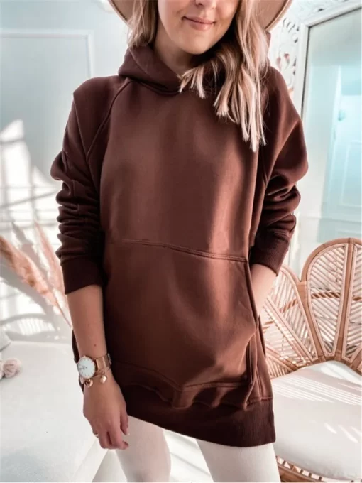 bS3c2022 Fall Winter New Oversized Sweatshirt Pocket Feature Split Pullover Hoodie Women s Sweater Loose Clothes