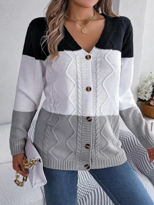 Autumn Winter Knitted Cardigans For Women Fashion Long Sleeve Button Jacket V Neck Sweater Outerwears Casual New In Knitwears