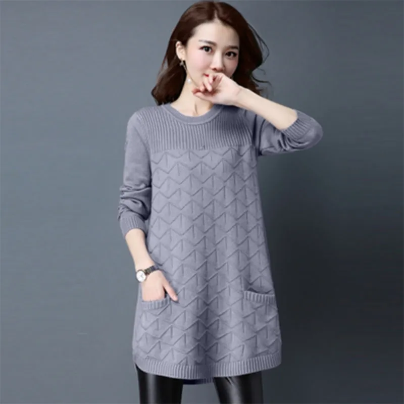 eyMb2023 New Korean Women s Autumn Long Long sleeved Sweater Tops Female winter Loose Bottoming Shirt