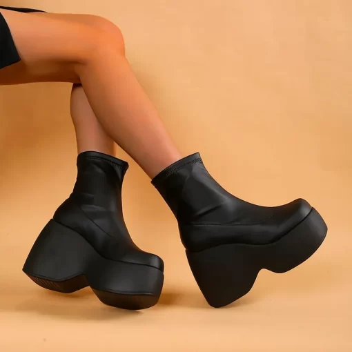 fEtkShoes for Women 2023 New Platform Women s Boots Fashion Punk Boots 12CM High Heel Boots