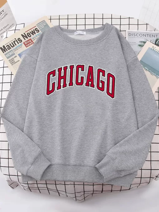 fjRyAmerican City Chicago Hoodies Women simple S XXL Hoodie Loose Street High Quality Sweatshirt hip hop