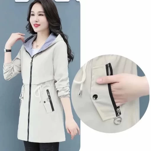 fwX6Double Sided Trench Coat Women 2022 New Spring Autumn Clothes Hooded Large Size Long Windbreaker Jacket