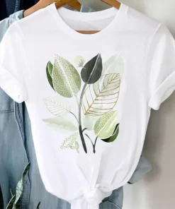gDBXTrend T shirts Short Sleeve Plant Summer Beach Print Women Cartoon Casual Fashion Graphic Regular Tshirt