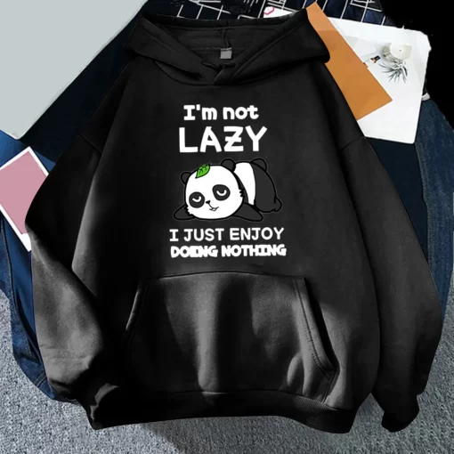 gZgLCute Panda Lazy Print Hoodies Women s Sweatshirt Warm Vintage Pullover For Woman Fashion Korean Blouse