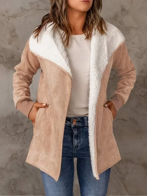 gzjCJackets for Women Korean Reviews Many Clothes Autumn Winter Solid Polo Cardigan Long Sleeve Lamb Wool