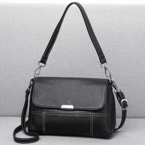 jGEH2023 Genuine Leather Handbags for Women Fashion Cow Leather Messenger Bag with Ball Bolsa Female Luxury