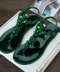jciIComemore 2022 Women Sandals Flip Flops New Summer Fashion Beach Flower Breathable Non Slip Flat Shoes