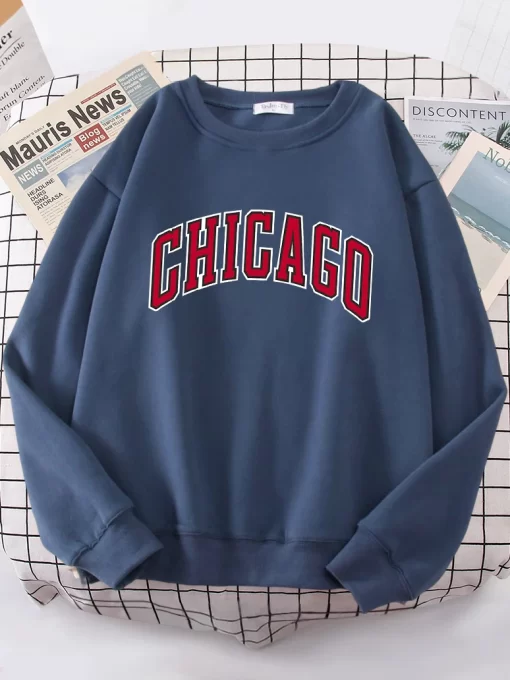 kFNfAmerican City Chicago Hoodies Women simple S XXL Hoodie Loose Street High Quality Sweatshirt hip hop