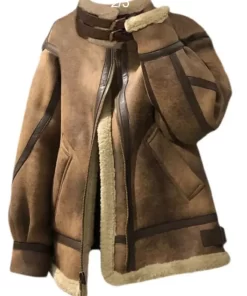 lDejHWL 2023 Winter Sheepskin Faux Fur Suede Leather Jacket Women Lamb Shearling Outwear Long Sleeve Zipper