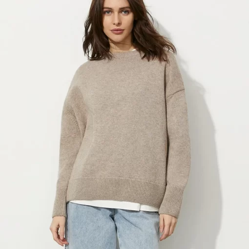 nMEs2023 New Women Sweater Pullovers Solid O Neck Loose Thick Oversized Knitted Pullovers High quality Casual