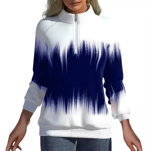 nfVtWomen Sweatshirt with Half Turtleneck Zipper Hoodie Casual Long Sleeve Tops Hooded Luxury Lady Pullover Sweatshirt
