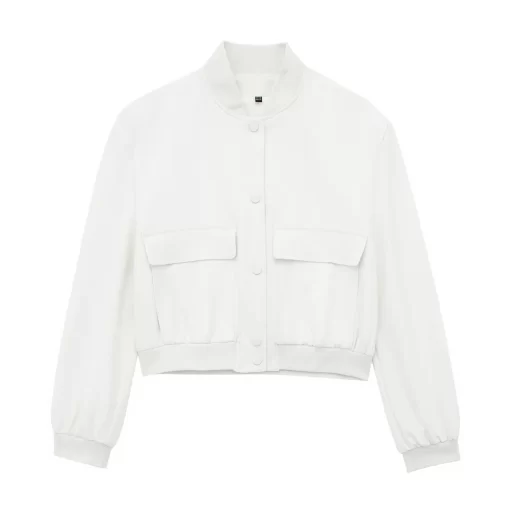 owtiTRAF Vintage Solid Long Sleeve Bomber Jacket Spring Women Casual Coats Streetwear 2023 Female Elegant Lapel