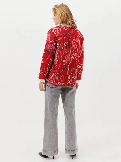 pjydRetro Patchwork Print Women Cotton Coat Pocket Long Sleeve Single Breasted O neck Female Jacket Autumn
