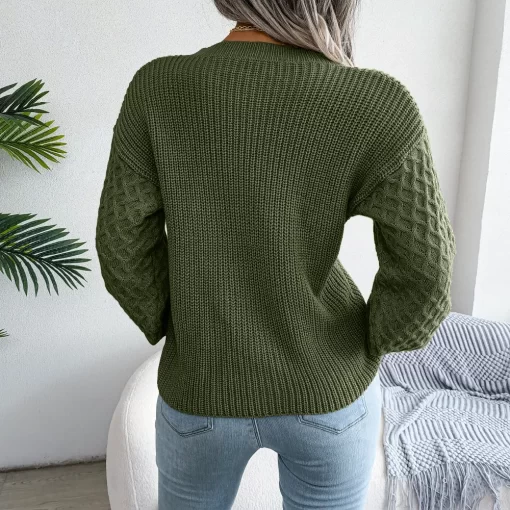 plgFWomen Casual Lantern Long Sleeve Knitted Pullovers And Sweaters Autumn Winter 2023