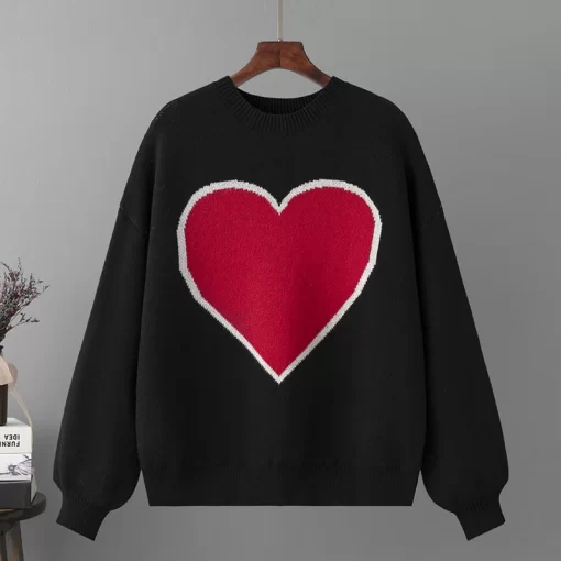 qPdINew Autumn Soft Peach Heart Sweater Women Pullovers Winter Korean Valentine s Day Female Knit Love