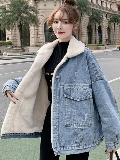 Double-Sided Korean Fashion Winter Warm Denim Jacket – Miggon