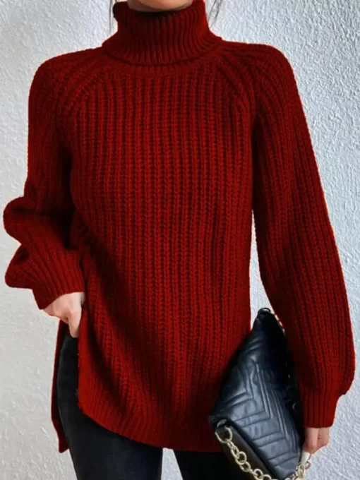 sdFbOversized Knitted Sweater Women Autumn Winter Casual Turtleneck Pullover Female Fashion Elegant Solid Color Jumper Warm