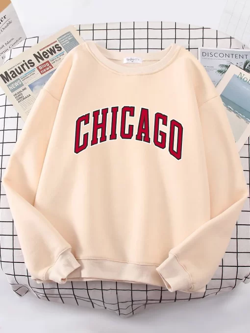 svNEAmerican City Chicago Hoodies Women simple S XXL Hoodie Loose Street High Quality Sweatshirt hip hop