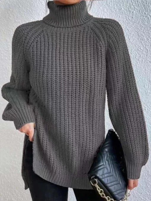 tN7WOversized Knitted Sweater Women Autumn Winter Casual Turtleneck Pullover Female Fashion Elegant Solid Color Jumper Warm