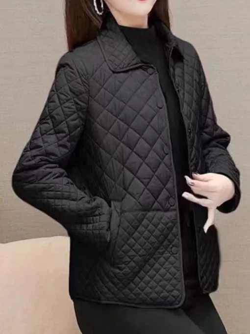 tuEOCoat Parkas Long Sleeve Quilted Coat Solid Color Ladies Winter Jacket New In External Clothes 2023