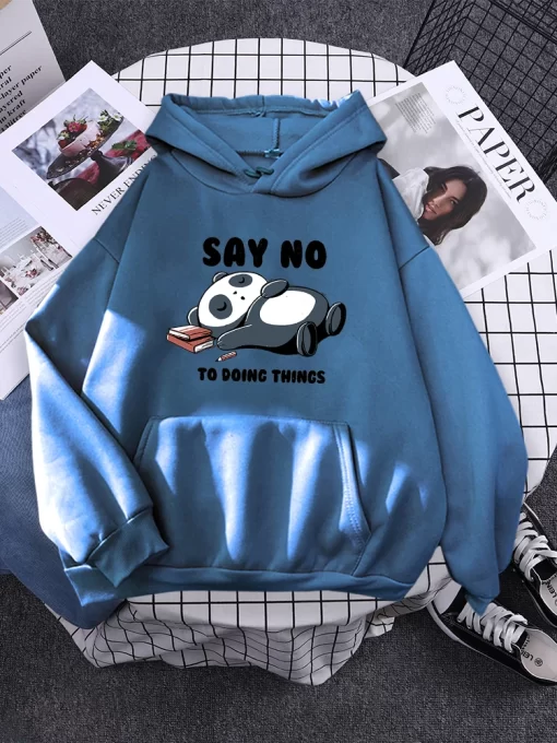 uC7nHoody Sleeping Panda Says No Printing New Womens Hoodie Oversized Warm Female Hoodies Streetwear Fashion Sweatshirts