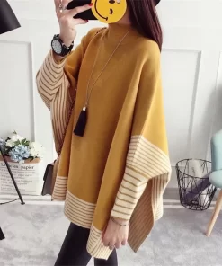 yWsn2023 Women Pullover Female Sweater Fashion Autumn Winter Shawl Warm Casual Loose Knitted Tops