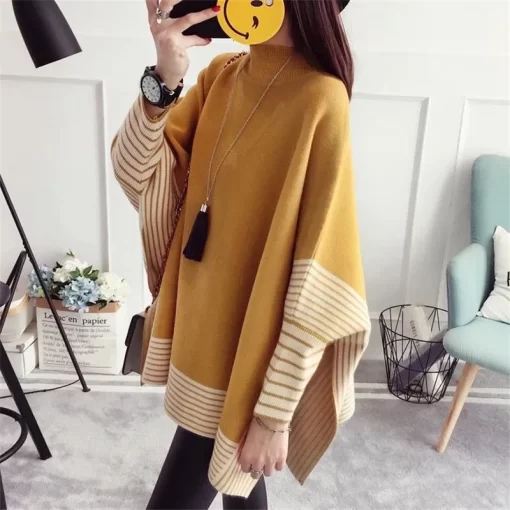 yWsn2023 Women Pullover Female Sweater Fashion Autumn Winter Shawl Warm Casual Loose Knitted Tops