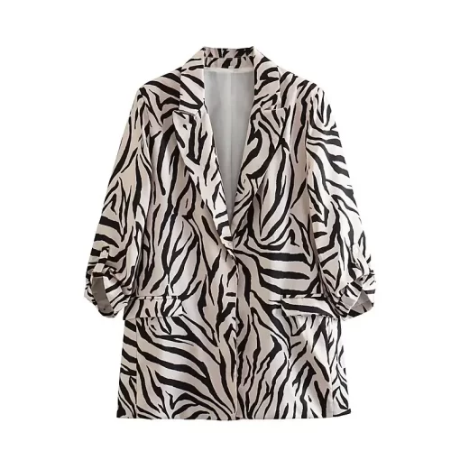 yjNPTRAF 2023 Female Long Sleeve Lapel Fashion Casual Commuter Coat Elegant Solid Color Stripe 12 Colors