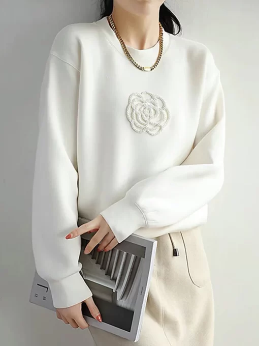 ykAbS XXL Korean Fashion Black White Pullover O Neck Sweatshirt Patchwork Top Fall Winter Long Sleeve
