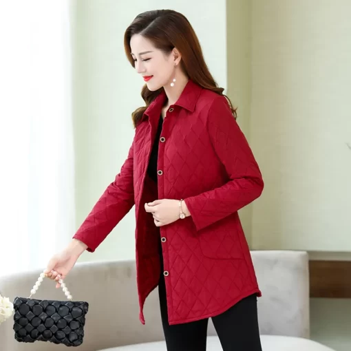 yrrhThin quilted jacket autumn winter Warm Long sleeved Jacket Parkas middle age women cotton padded tops