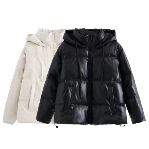 0PeeTRAF ZR Winter Women s Cold Coat Winter Jackets for Women 2023 Warm Leather PU Parkas